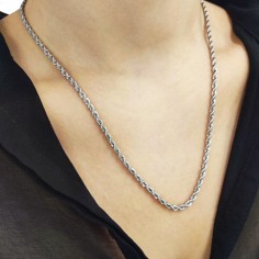 Κολιέ Στριφτή Αλυσίδα Ασημί 2