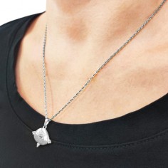 Κολιέ με Οβάλ Αρχαϊκό Μοτίφ Ασημί 2