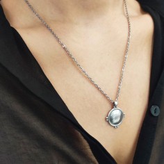 Κολιέ με Στρογγυλό Μοτίφ Ασημί 2