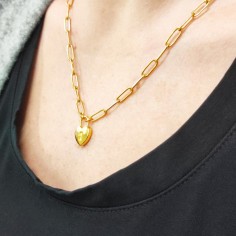 Κολιέ με Λουκέτο Καρδιά Χρυσαφί 2