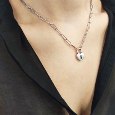 Κολιέ με Λουκέτο Καρδιά Ασημί 2