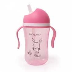 Ποτήρι Εκπαιδευτικό με Καλαμάκι Bunny Ροζ Cangaroo 300ml