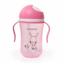 Ποτήρι Εκπαιδευτικό με Καλαμάκι Bunny Ροζ Cangaroo 300ml