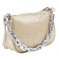 Τσαντάκι Ώμου από Συνθετικό Δέρμα Μπεζ David Jones DV03 2