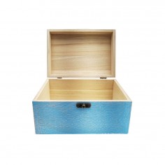 Κουτί Αποθήκευσης Μπαούλο Ξύλινο Γαλάζιο 13x8x7cm 2