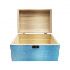Κουτί Αποθήκευσης Μπαούλο Ξύλινο Γαλάζιο 16x9x11cm 2