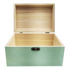 Κουτί Αποθήκευσης Ξύλινο Σχέδιο Μπαούλο Πράσινο 19x13x10cm 2