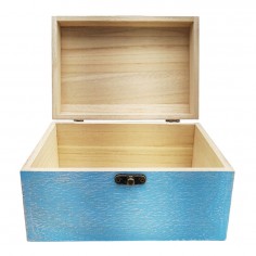 Κουτί Αποθήκευσης Ξύλινο Σχέδιο Μπαούλο Γαλάζιο 19x13x10cm 2