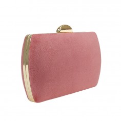 Τσαντάκι Χειρός Clutch Suede Ροζ Σκούρο 2