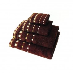 Πετσέτα Σώματος με Γεωμετρικά Σχέδια Καφέ Yana 70x140cm 2
