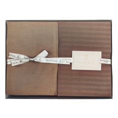 Σετ 4τμχ Παπλωματοθήκη με Σεντόνι & Μαξιλαροθήκες Σατέν Ριγέ Καφέ Nazenin 160x220cm 2