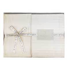 Σετ 4τμχ Παπλωματοθήκη με Σεντόνι & Μαξιλαροθήκες Σατέν Ριγέ Μπεζ Nazenin 160x220cm 2