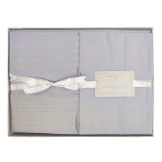 Σετ 4τμχ Παπλωματοθήκη με Σεντόνι & Μαξιλαροθήκες Σατέν Ριγέ Γκρι Nazenin 160x220cm 2