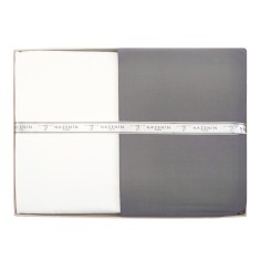 Σετ 4τμχ Παπλωματοθήκη με Σεντόνι & Μαξιλαροθήκες Σατέν Γκρι-Λευκό Nazenin 200x220cm 2