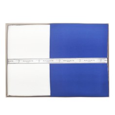 Σετ 4τμχ Παπλωματοθήκη με Σεντόνι & Μαξιλαροθήκες Σατέν Μπλε-Λευκό Nazenin 200x220cm 2