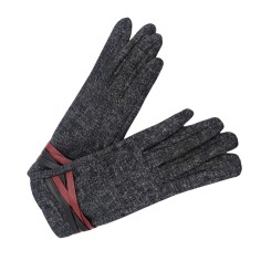 Γάντια με Λεπτομέρεια από Συνθετικό Δέρμα Μαύρα ZH-73 2