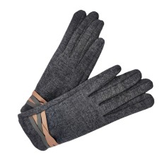 Γάντια με Λεπτομέρεια από Συνθετικό Δέρμα Γκρι ZH-73 2