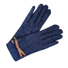 Γάντια με Λεπτομέρεια από Συνθετικό Δέρμα Μπλε Σκούρο ZH-73 2