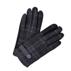 Γάντια Καρό με Λεπτομέρεια από Συνθετικό Δέρμα Μαύρα 2