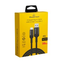 Καλώδιο Φόρτισης & Μεταφοράς Δεδομένων USB σε USB-C Μαύρο Powertech PTR-0134 1m