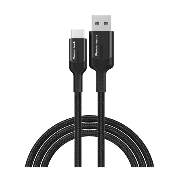 Καλώδιο Φόρτισης & Μεταφοράς Δεδομένων USB σε USB-C Μαύρο Powertech PTR-0134 1m