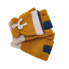 Γάντια με Μισά Δάχτυλα/Χούφτα Μουσταρδί-Λευκό 2