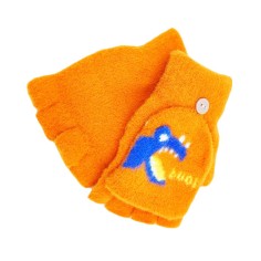 Γάντια με Μισά Δάχτυλα/Χούφτα Σχέδιο Δεινοσαυράκι Πορτοκαλί 2