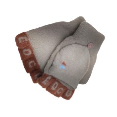 Γάντια με Μισά Δάχτυλα/Χούφτα Σχέδιο Γράμματα Μπεζ-Καφέ 2