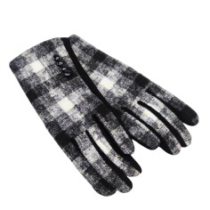Γάντια Καρό με Διακοσμητικά Κουμπιά Μαύρα 2