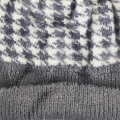 Σκούφος Pom Pom Καρό με Επένδυση Fleece Γκρι 2