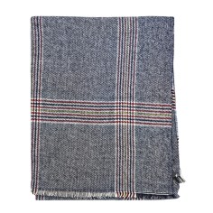 Κασκόλ Πλεκτό Καρό Μπλε W-18095 2