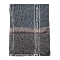 Κασκόλ Πλεκτό Καρό Γκρι Σκούρο W-18095 2