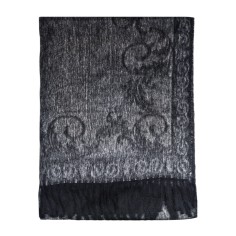 Κασκόλ Βελούδινο Μονόχρωμο με Κρόσσια Μαύρο 2