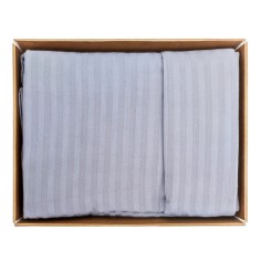 Σετ 6τμχ Παπλωματοθήκη με Σεντόνι & Μαξιλαροθήκες Ριγέ Γκρι Ανοιχτό Evimce 200x220cm 2