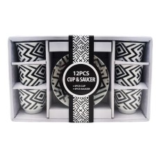 Σετ 6τμχ Φλιτζάνια με Πιατάκια Γεωμετρικά Σχέδια - 2 2