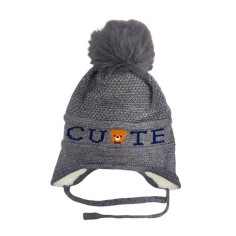 Σετ 2τμχ Σκουφάκι Πλεκτό με Κασκόλ Cute Γκρι Σκούρο 2