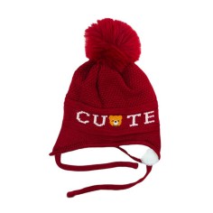 Σετ 2τμχ Σκουφάκι Πλεκτό με Κασκόλ Cute Μπορντό 2