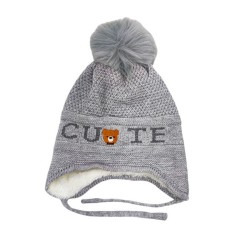 Σετ 2τμχ Σκουφάκι Πλεκτό με Κασκόλ Cute Γκρι 2