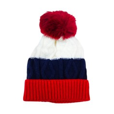 Σετ 2τμχ Σκουφάκι Πλεκτό με Κασκόλ Κόκκινο-Μπλε Σκούρο-Λευκό 2