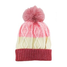 Σετ 2τμχ Σκουφάκι Πλεκτό με Κασκόλ Ροζ-Μπεζ 2