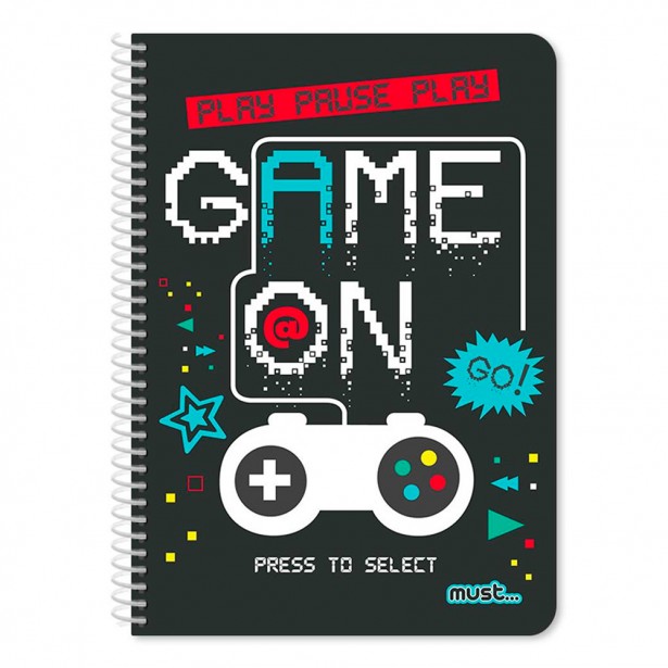 Τετράδιο B5 Σπιράλ 30 Φύλλων Game On Must 17x25cm