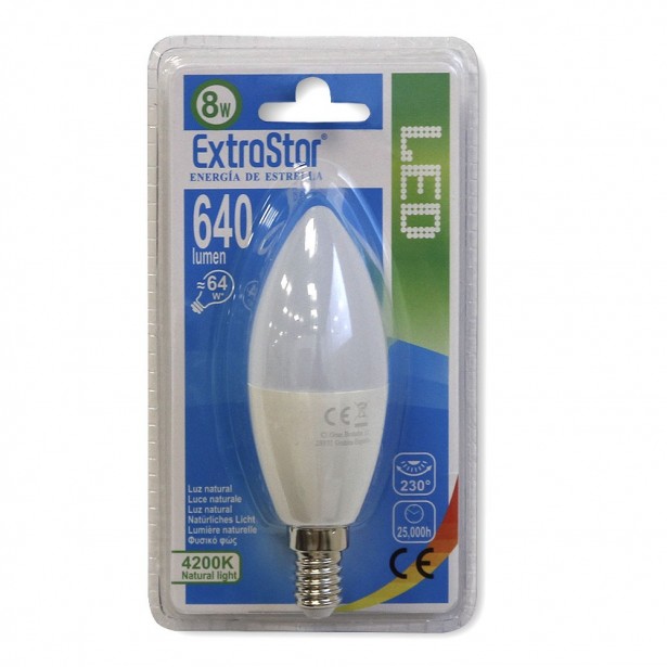 Λάμπα LED Φυσικό Λευκό E14 Extrastar 8W