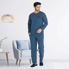 Πιτζάμα Ανδρική Χειμερινή Βαμβακερή με Κέντημα Original Berland 3876 2