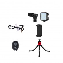 Τρίποδο Εύκαμπτο με Μικρόφωνο Vlogging Kit